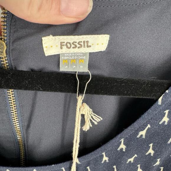 Fossil dress womens medium M navy blue giraffe zoo safai summer spring modest - Picture 4 of 6